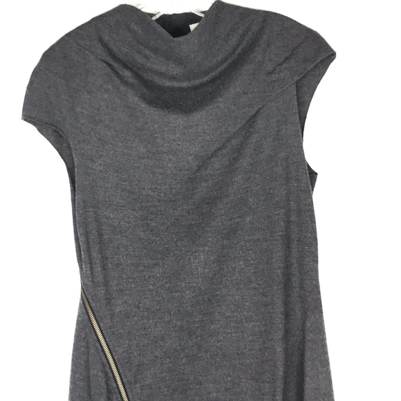 HELMUT LANG 100% Wool Zipper Dress Gray Size L - Picture 5 of 14